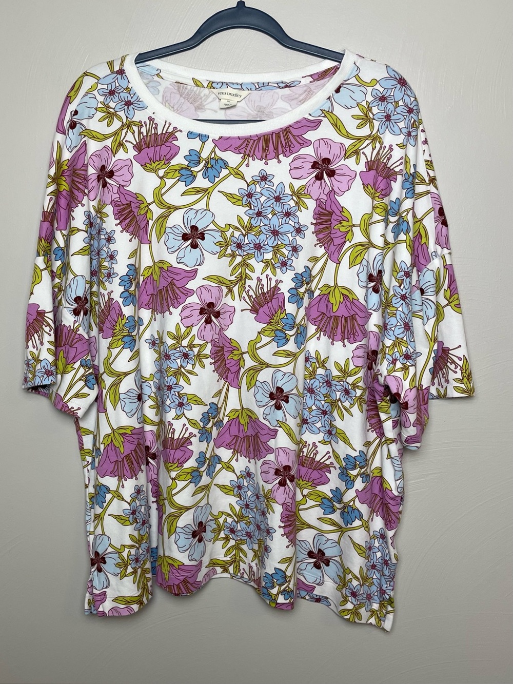 Vera Bradley Floral Relaxed Women's Top - Pink & Blue Print 100% cotton 3XL